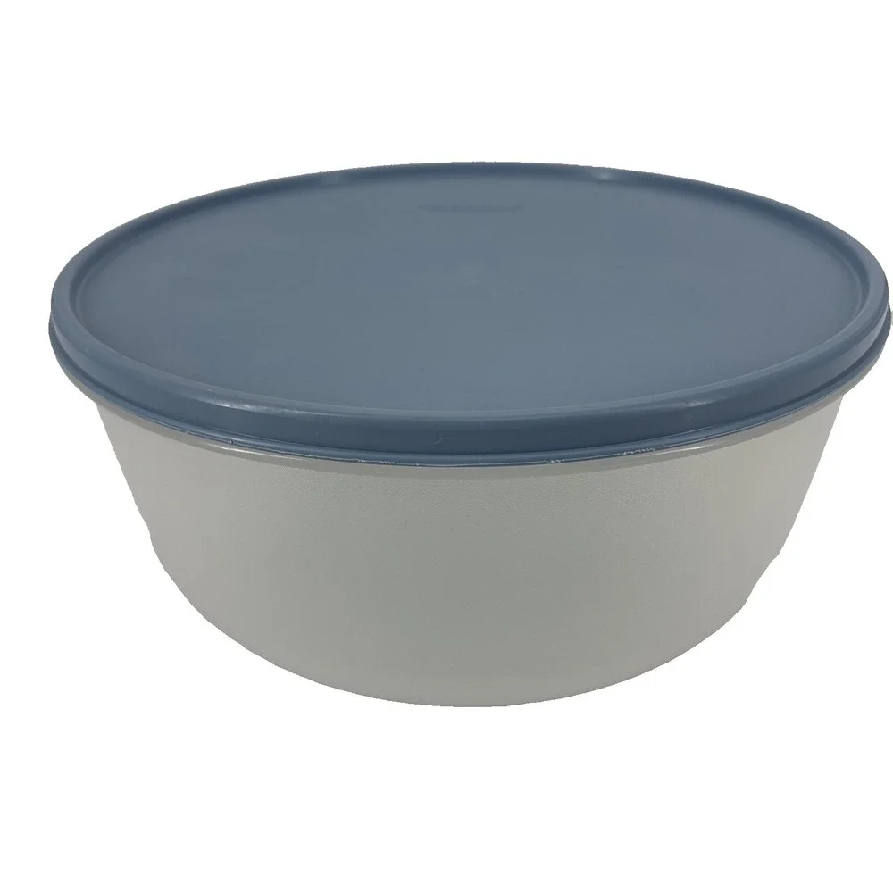 Vintage Tupperware 4 Quart Clear Bowl 1834, with Blue lid # 1832-5